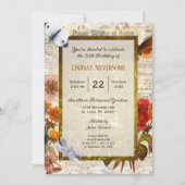 Invitation Ephemera esthétique stylé Vintage fête d'anniversa (Devant)