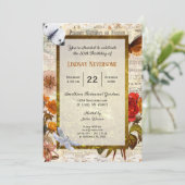 Invitation Ephemera esthétique stylé Vintage fête d'anniversa (Debout devant)