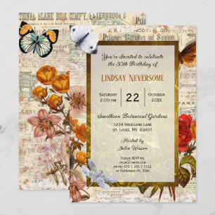 Invitation Ephemera esthétique stylé Vintage fête d'anniversa