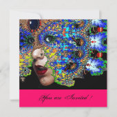 Invitation EPHEMERALMardi Gras Masquerade Ball, noir fuchsia (Devant)