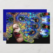 Invitation ÉPHÉMÈRE, Mardi Gras Soirée Mascarade noir bleu (Devant / Derrière)