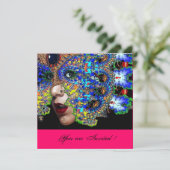 Invitation ÉPHÉMÈREBal de masques du Mardi Gras,fuchsia noir (Debout devant)