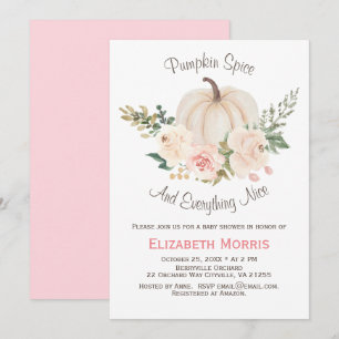 Invitation Épice de citrouille florale rose