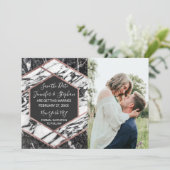 Invitation Épingle de sauvegarde hexagonale à trim doré rose  (Debout devant)