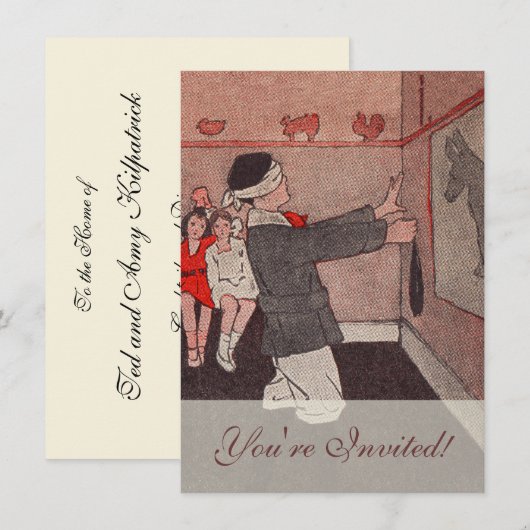 Invitation Épingle la queue à l'âne (Devant / Derrière)