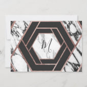 Invitation Épingle Moderne Rose en Marbre avec Bordure Dorée  (Dos)