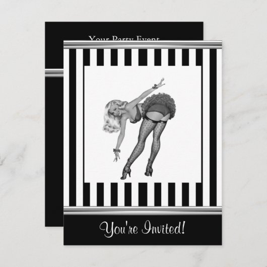 Invitation Épingle noire et blanche 19 (Devant / Derrière)