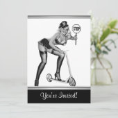 Invitation Épingle noire et blanche fille 1 (Debout devant)