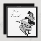 Invitation Épingle noire et blanche fille 5 (Devant / Derrière)