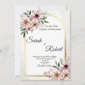 Invitation Épingle Rose Fleurie Douce Mariage Épingle de Date (Devant)