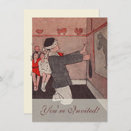 Invitation Épingler la queue de l'âne (Devant / Derrière)