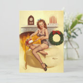 Invitation Épinglette de bas de Noël pin up (Debout devant)