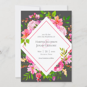 Invitation Épinglez la date de votre mariage moderne rose et
