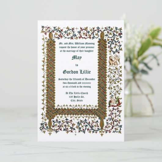 Invitation époque victorienne 1843 Mariage de style médiéval (Debout devant)