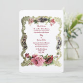 Invitation Époque victorienne 1891 Rococo baroque style flora (Debout devant)