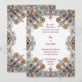 Invitation Époque victorienne 1899 Frontière florale Art Nouv (Devant / Derrière)