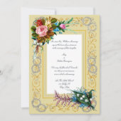 Invitation Époque victorienne Floral Wreath & Bouquets Mariag (Devant)