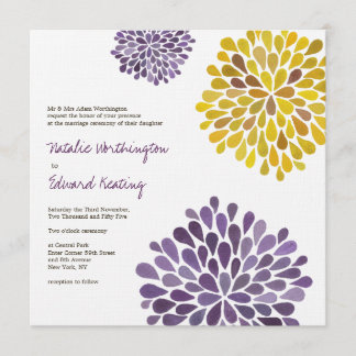 Invitation Épousant le dahlia jaune pourpre fleurit