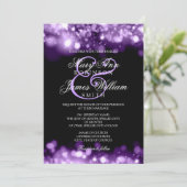 Invitation Épousant les lumières de scintillement pourpres (Debout devant)