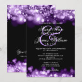 Invitation Épousant les lumières de scintillement pourpres (Devant / Derrière)