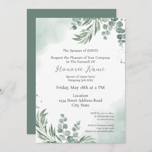 Invitation Épouse Adieu Téléchargement numérique Foliing (Devant / Derrière)