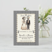 Invitation Épouse de squelette de dessin animé + Groom Enregi (Debout devant)