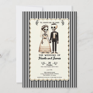 Invitation Épouse de squelette de dessin + Mariage géant