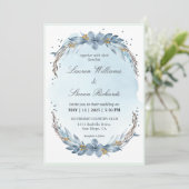 Invitation Épouse d'hiver bleu doux Pastel blanc sur mesure (Debout devant)