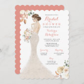 Invitation Épouse Glam d'automne dans Gown Bridal Shower Invi (Devant / Derrière)