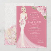 Invitation Épouse illustrée dans la Fête des mariées Lace Gow (Devant / Derrière)