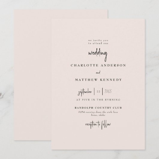 Invitation Épouse Noire Pour Toujours Pas De Parents Mariage (Devant / Derrière)