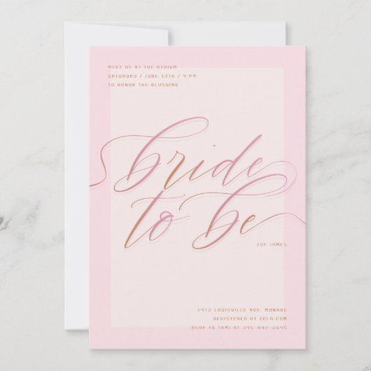 Invitation Épouse rose | Fête des mariées de script moderne (Devant)