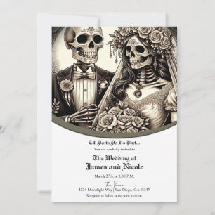 Invitation Épouse squelette & Mariage blanc Tan blanc