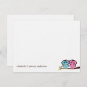 Invitation Épouser bleu et rose de hiboux (Devant / Derrière)