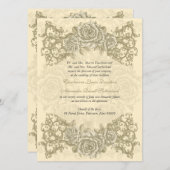 Invitation Épouser crème antique de roses (Devant / Derrière)