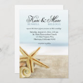 Invitation Épouser de coquillages d'étoiles de mer de plage (Devant / Derrière)