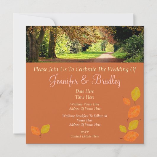 Invitation Épouser de feuille d'automne (Devant)