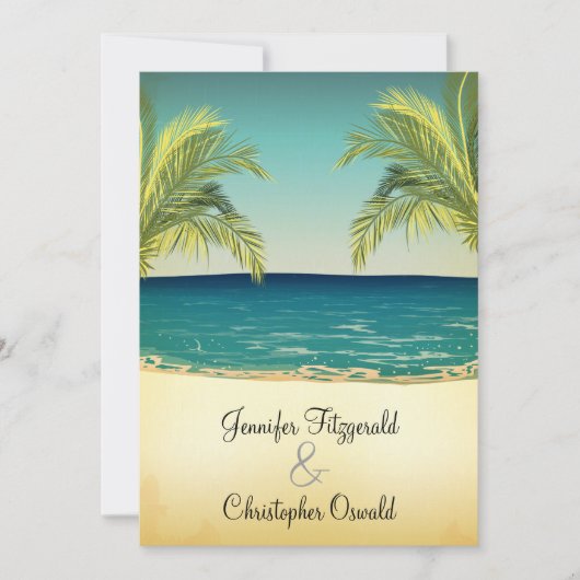 Invitation Épouser de plage et de palmiers d'été (Devant)