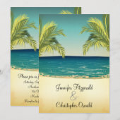 Invitation Épouser de plage et de palmiers d'été (Devant / Derrière)