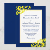 Invitation Épouser de remous de Flourish de bleu marine et de (Devant / Derrière)
