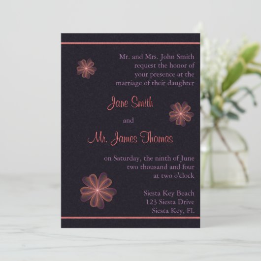 Invitation Épouser de soie de fleurs (Debout devant)