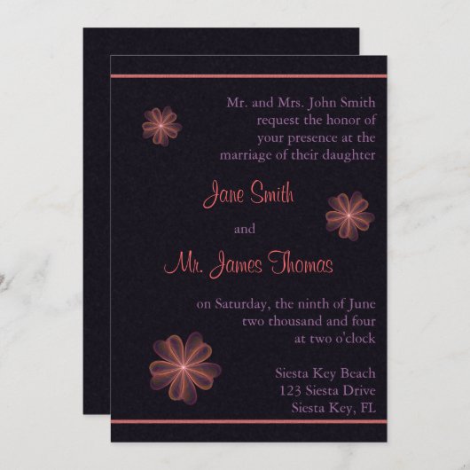 Invitation Épouser de soie de fleurs (Devant / Derrière)