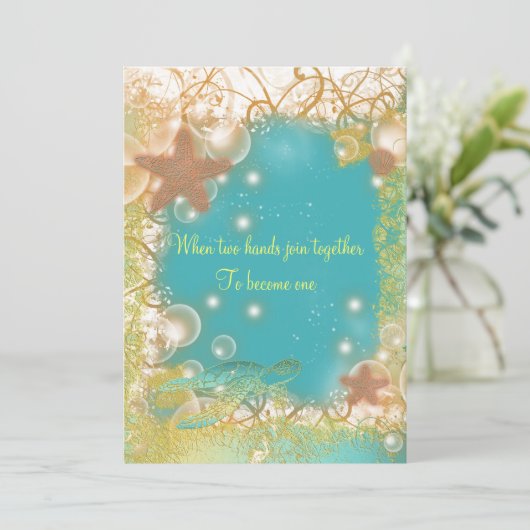 Invitation Épouser de thème de plage exotique (Debout devant)