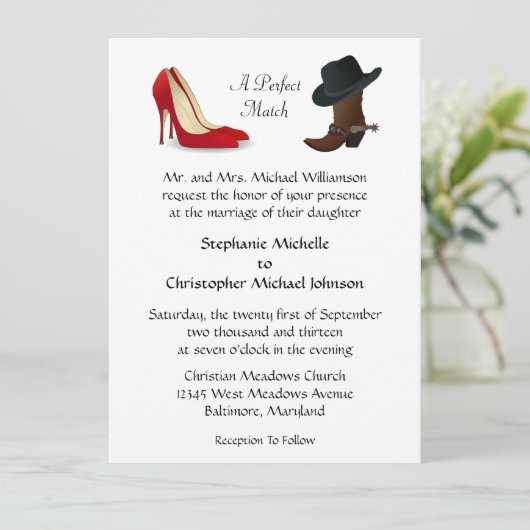 Invitation Épouser fait sur commande de talons hauts de (Debout devant)