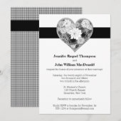 Invitation Épouser le coeur | floral noir et blanc de | | (Devant / Derrière)