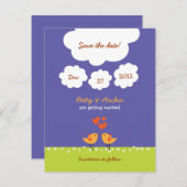 Invitation Épouser mignon d'inséparables de bande dessinée (Devant / Derrière)