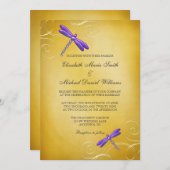 Invitation Épouser pourpre de remous de libellule d'or (Devant / Derrière)