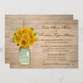 Invitation Épouser rustique de tournesols de pot de maçon de (Devant / Derrière)