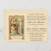 Invitation Épouser saint catholique de roses de rose de (Devant / Derrière)