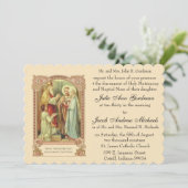 Invitation Épouser saint catholique de roses de rose de (Debout devant)